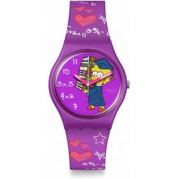 Swatch Casual Graduation Simpsons Watch Purple Quartz Bio-sourced Class ACT