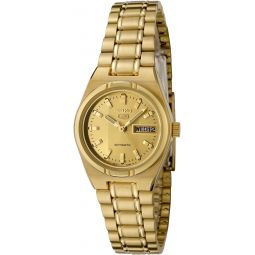 Seiko Women's SYM600K 5 Automatic Gold Dial Gold-Tone Stainless Steel Watch