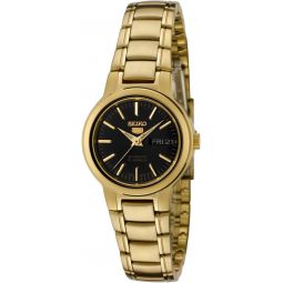 Seiko Womeninchs SYME48 5 Automatic Black Dial Gold-Tone Stainless Steel Watch