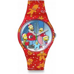 Swatch New Gent Unisex Watch Casual Bioceramic Red Quartz Waterproof Wondrous Winter Wonderland