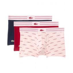 Mens Lacoste Cotton Stretch Print Animation Trunks 3-pack