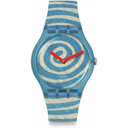 Swatch Casual Watch Blue Quartz Plastic Art Journey Bourgeois's Spirals