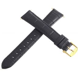 Longines Black 17mm Mens Replacement Watch Band Strap Gold Buckle
