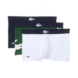 Mens Lacoste Cotton Stretch Big Croc Print Trunks, 3-pack