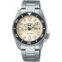 Seiko Quadrante monocromatico 5 Sport skx automatico midi (38 mm) / Acciaio inossidabile SRPK31K1, Cream/Grey, Sport