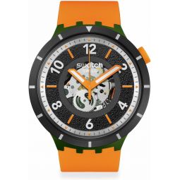 Swatch Big Bold Bioceramic Unisex Watch Casual Plastic Orange Automatic Waterproof Fall-Iage