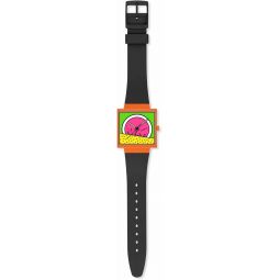 Swatch Square Bioceramic Unisex Watch Casual Bioceramic Orange Quartz Waterproof Break Time