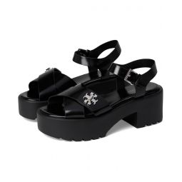 Womens Tory Burch T Lock Lug Heel Sandals 50mm