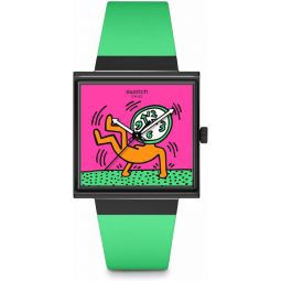 Swatch Square Bioceramic Unisex Watch Casual Bioceramic Black Quartz Waterproof Breaks Off