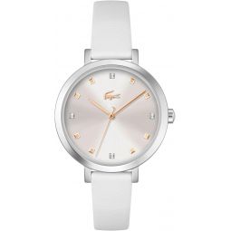 Lacoste Riga Women's 3H Quartz Watch, Leather Wristband, Water Resistant up to 5 ATM/50 Meters, Fashion Statement Timepiece, 34mm