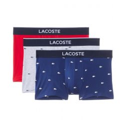 Mens Lacoste Cotton Stretch Mini Croc Print Trunks 3-pack