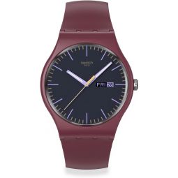 Swatch Casual Watch Unisex Red Quartz Bio-sourced Burgundy Berry