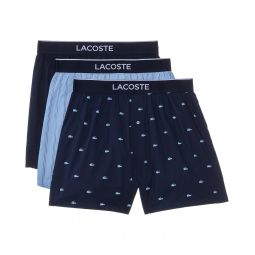 Mens Lacoste 100% Cotton Mini Croc Print Boxers 3-pack