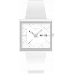 Swatch Square Bioceramic Unisex Watch Casual Bioceramic White Quartz Waterproof What If…Allwhite?