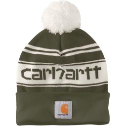 Carhartt Meninchs 105168 Knit Pom-Pom Cuffed Logo Beanie
