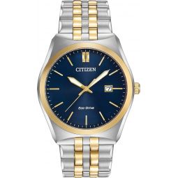 Citizen Meninchs Classic Corso Eco-Drive Watch, 3-Hand Date, Luminous Hands, Two-Tone/ Blue Dial