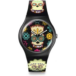 Swatch New Gent Biosourced Lacquered Unisex Watch Casual Plastic Black Quartz Waterproof DinchOh of The Dead