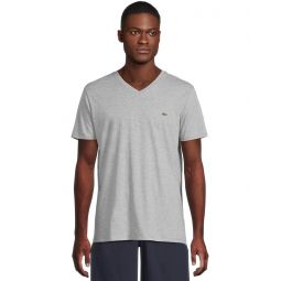 Mens Lacoste Short Sleeve V-Neck Pima Jersey Tee