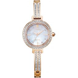 Citizen Ladiesinch Silhouette Crystal Eco-Drive Bangle Watch, 3-Hand, Mother-of-Pearl Dial