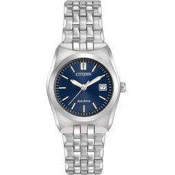 Citizen Womeninchs Eco-Drive Corso Classic Watch in Stainless Steel, Blue Dial (Model: EW2290-54L)