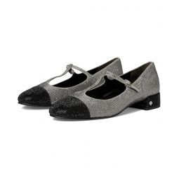 Womens Tory Burch Cap-Toe T-Strap Pave Heel Ballet 25 mm