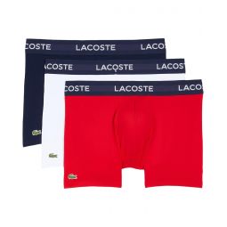 Mens Lacoste 3-Pack Solid with Semi Fancy Belt Underwear Trunks
