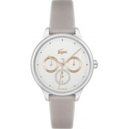 Lacoste Birdie Womeninchs Quartz Stainless Steel and Leather Strap Watch, Color: Grey (Model: 2001207)