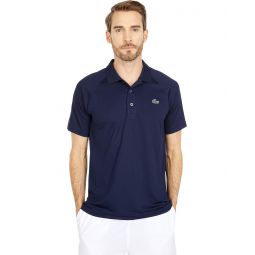 Mens Lacoste Short Sleeve Sport Breathable Run-Resistant Interlock Polo Shirt