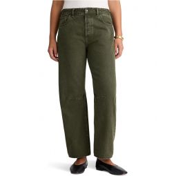 Womens Madewell Darted Barrel-Leg Jean in Mossy Umber