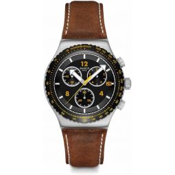 Swatch I New Chrono Unisex Watch Dress Stainless Steel Black Quartz Waterproof Canyon Chaser