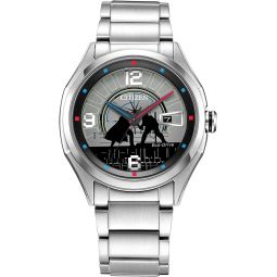 Citizen Meninchs Star Wars Eco-Drive with Stainless Steel Bracelet, Silver-Tone, 22 (Model: AW1140-51W)