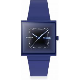 Swatch Square Bioceramic Unisex Watch Casual Bioceramic Blue Quartz Waterproof Squarely Blacklight