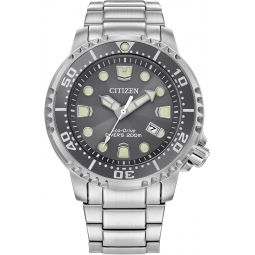 Citizen Meninchs Eco-Drive Promaster Dive Watch, Gray Dial, Silver-Tone Stainless Steel Bracelet (Model: BN0167-50H)