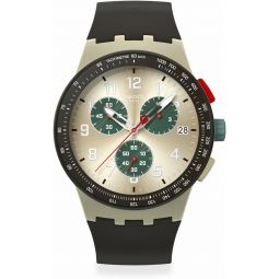Swatch Chrono 42 Unisex Watch Dress Stainless Steel Beige Quartz Waterproof Obsidian Ink