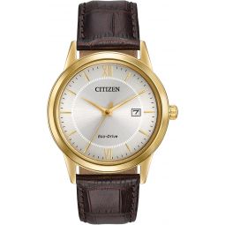Citizen Meninchs Classic Eco-Drive Leather Strap Watch, 3-Hand Date