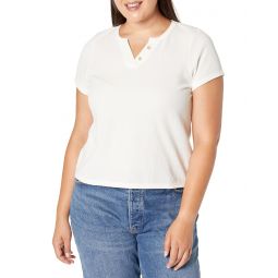 Womens Madewell Plus Split-Neck Henley Tee