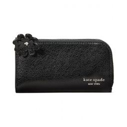 Kate Spade New York Devin Glazed Leather Small Slim Bifold Wallet With Novel Zip Pull