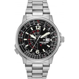 Citizen Meninchs Eco-Drive Promaster Air Nighthawk Pilot Stainless Steel Watch, Luminous, Black Dial, 42mm (Model: BJ7000-52E)
