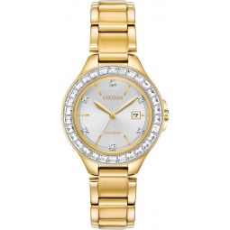 Citizen Ladiesinch Silhouette Crystal Eco-Drive Watch, 3-Hand Date, Stainless Steel