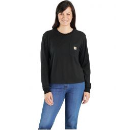 Womens Carhartt Loose Fit Lightweight Long Sleeve Crew Neck Pocket T-Shirt