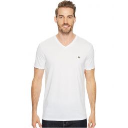 Mens Lacoste Short Sleeve V-Neck Pima Jersey Tee