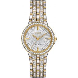 Citizen Ladiesinch Silhouette Crystal Eco-Drive Watch, 3-Hand Date, Stainless Steel