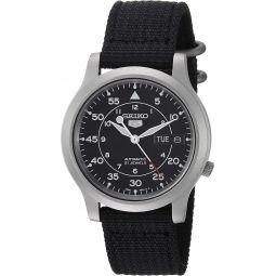 SEIKO Meninchs SNK809 5 Automatic Stainless Steel Watch with Black Canvas Strap