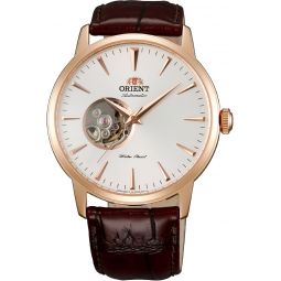 Orient Open Heart Meninchs Automatic Manual Winding Mechanical Classic Leather Band Skeleton Dial Wrist Watch, Gold, Strap