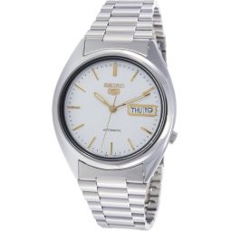 Seiko Meninchs SNXG47K Silver Stainless-Steel Automatic Watch with White Dial