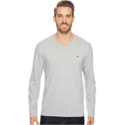 Mens Lacoste Long Sleeve Pima Jersey V-Neck T-Shirt