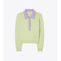 CONTRAST PLACKET POLO SWEATER