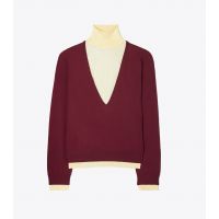 DOUBLE LAYER MOCK-NECK PULLOVER