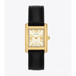 ELEANOR WATCH, LEATHER/GOLD-TONE STAINLESS STEEL