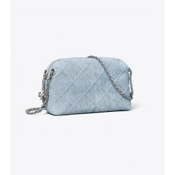 FLEMING SOFT DENIM-PRINT SUEDE CROSSBODY BAG